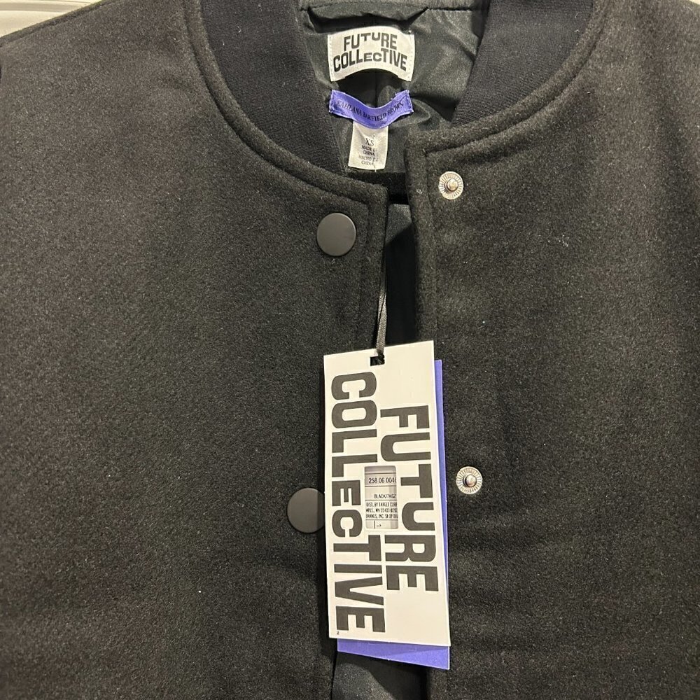 Future Collective Kahlana Barfield Brown Black Bomber Jacket Women’s Size XS - Picture 5 of 13